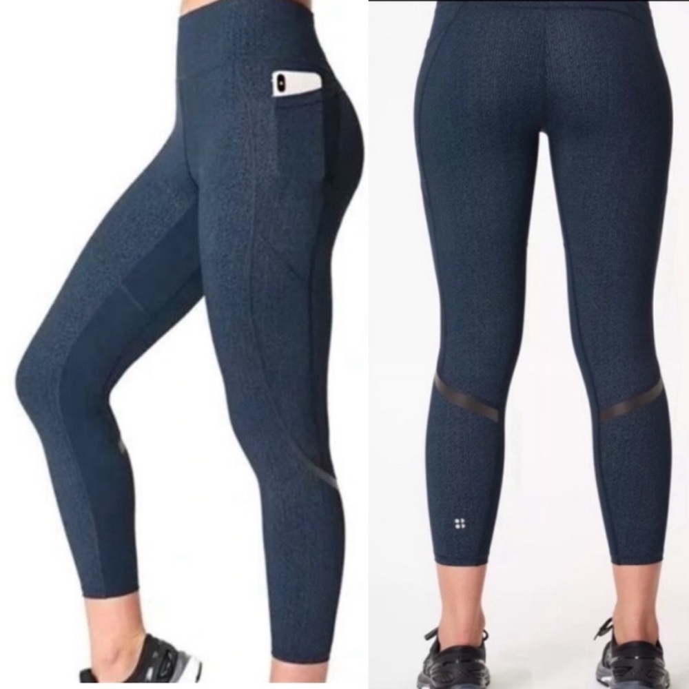 Sweaty Betty Zero Gravity 7/8‎ Leggings Glitter Blue Sz M B15